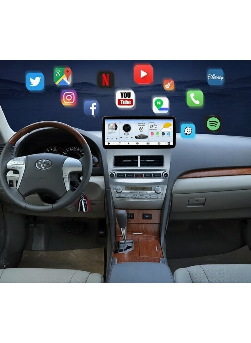 فيريكس نظام ستيريو سيارة أندرويد بشاشة 12.3 بوصة لسيارة تويوتا كامري (2006-2011) - يدعم Apple CarPlay وAndroid Auto لاسلكيًا، تصميم لوحة عدادات فاخر، نظام ملاحة GPS، بلوتوث، واي فاي، كاميرا AHD، مشغل وسائط متعددة، ذاكرة وصول عشوائي 4 جيجابايت، ذاكرة تخزين داخلية 64 جيجابايت، واجهة سريعة - Image 3